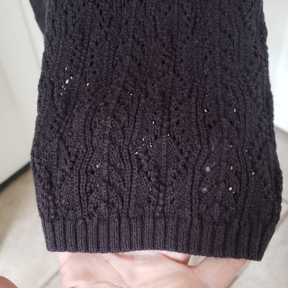 Vintage Gray Crochet Swing Cardigan Cropped Bell Quarter Sleeve Sweater • Small - Picture 14 of 16